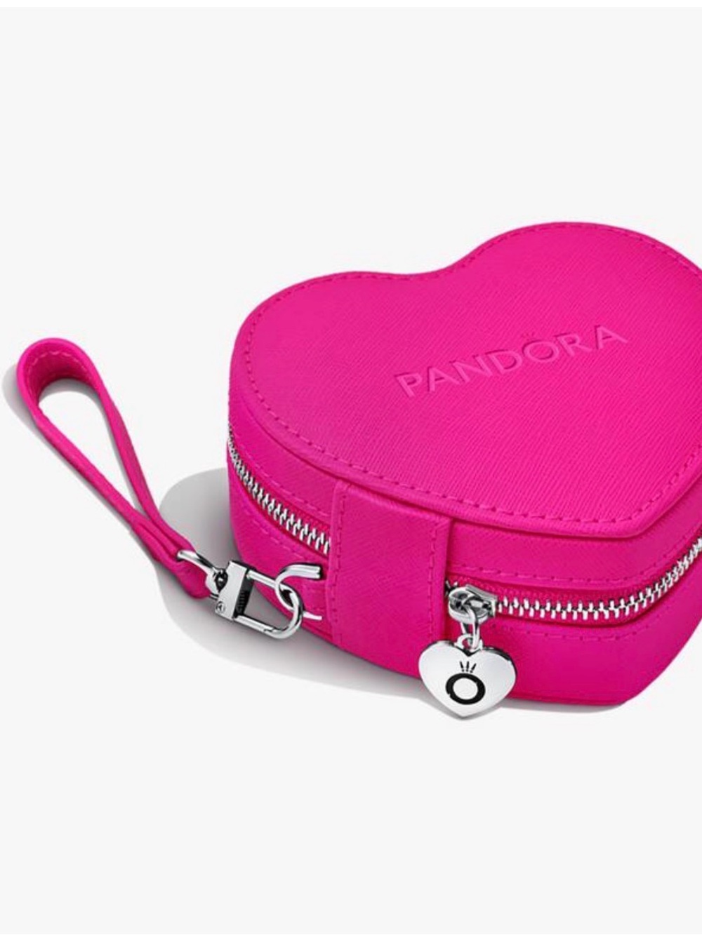 Pandora Pink Heart Travel Jewelry Case with Wrist Strap